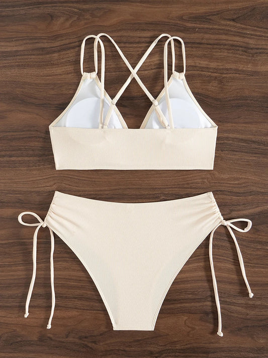 2025 Two Piece Swimsuit Women Bikini Set High Waist Swimwear Female Monokini Bathing Suit Female Summer Beach Bodysuit Dress